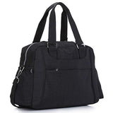 Nylon Travel Tote Cross-body Carry On Bag with shoulder strap (Black)
