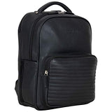 Kenneth Cole On Track Pack Vegan Leather 15.6” Laptop & Tablet Bookbag Anti-Theft RFID Backpack for School, Work, & Travel, Black, Laptop