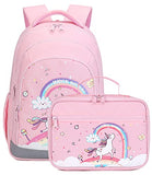 Abshoo Cute Kids Backpack For Girls Kindergarten Elementary Unicorn School Backpacks Set with Lunch Box (Unicorn Pink)