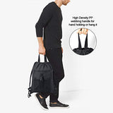 BeeGreen Black Drawstring Backpack Bag Large 18"L x 13.6"W Gym Sports String Bags with Inside Pouch Waterproof Cinch Bag Sackpack with Mesh Zipper Pockets for Teens Girls Boys