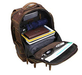 Lannsyne Men's Vintage Full Grain Leather 15.6 Inch Laptop Backpack Camping Travel 24L Rucksack