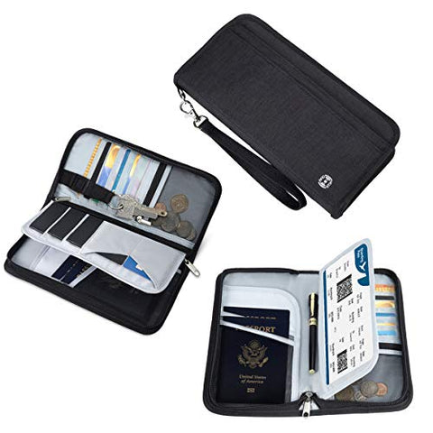 Vemingo Family Passport Holder RFID-Blocking Travel Wallet Ticket Holder Document Organizer with