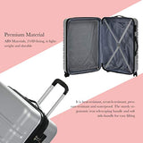 Murtisol 4 Pieces Expandable ABS Luggage Sets TSA Lightweight Durable Spinner Suitcase 16" 20" 24" 28", 4PCS Silver