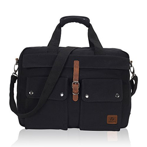 Veegul 17 Inch Multifunctional Canvas Laptop Bag Computer Messenger Shoulder Bags Black Vg