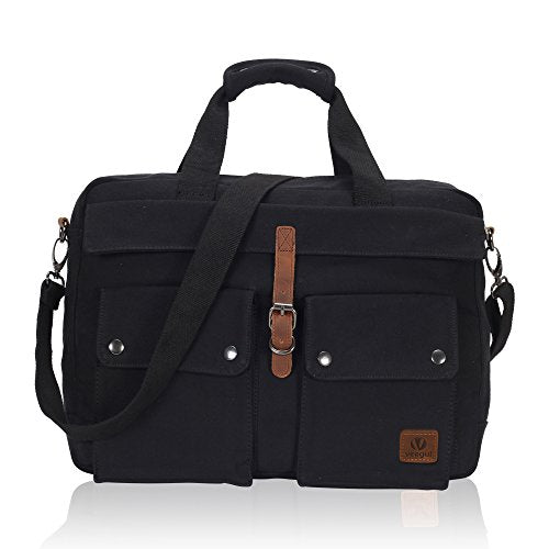 Veegul 17 Inch Multifunctional Canvas Laptop Bag Computer Messenger Shoulder Bags Black Vg