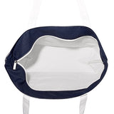 DALIX Premium Beach Bags Striped Navy Blue Zippered Tote Bag Monogrammed K