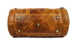 Travel Duffel Overnight Barrel Weekend Leather Bag by Aaron Leather (Brown)