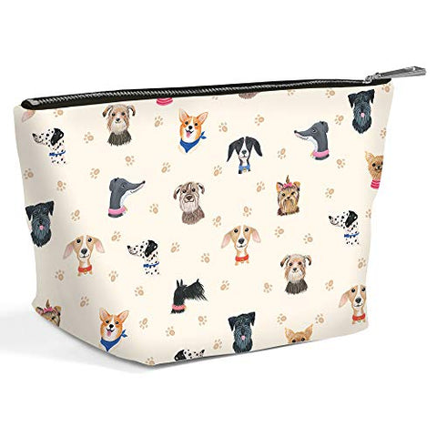 Cosmetic Bag for Makeup & Toiletries by Studio Oh! - Doggone Cute - Fully Lined, Spacious Size: 8.25" W x 5.5" H x 2.75" D Clutch Pouch with Full Zip Closure