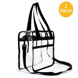 Youngever Clear Bag 12 X 12 X 6, Stadium Approved, Clear Tote Bag, Heavy Duty, Shoulder Straps and Zippered Top and Inside (2 Pack)