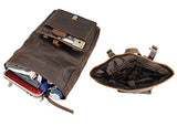 Polare Retro Full Grain Leather 17" Laptop Backpack Travel Bag Large Capacity For Men