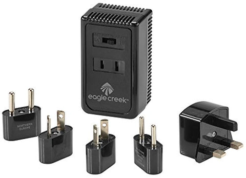 Eagle Creek Dual Wattage Intern Converter-6Pc Set Pouch, Stone Grey/Strobe