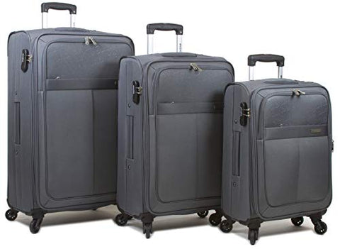 Dejuno Tuscany 3-Piece Lightweight Spinner Luggage Set-Grey