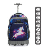Tilami Rolling Backpack 19 inch Wheeled LAPTOP Boys Girls Travel School Student Trip, unicorn