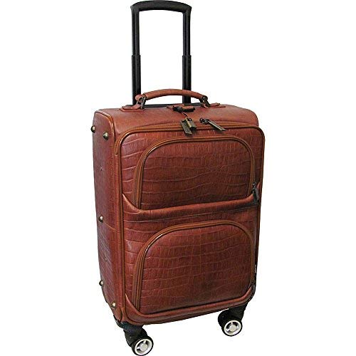 AmeriLeather Croco-Print 24" Spinner Carry-On Luggage (Brown Croco-Print)