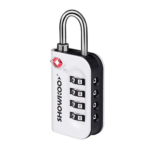 SHOWKOO TSA Luggage Locks - 4 Digit Combination Steel Padlocks - Approved Travel Lock for Suitcases & Baggage (Silver)