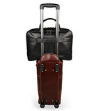 Men Vintage Black Genuine Leather Briefcase Office Business Messenger Bag