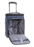 Travelers Club Top Expandable +50% Capacity Luggage with USB Port, Navy Blue, 17" Underseat Carry-On