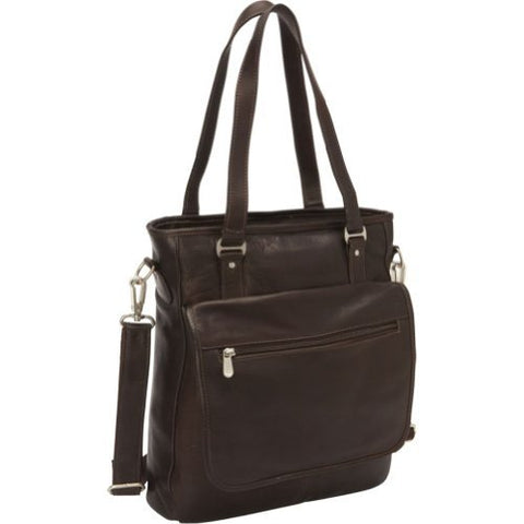 Piel Leather Laptop/Tablet Carry-All Tote, Chocolate