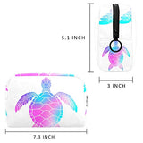 LORVIES Makeup Bag Toiletry Bag for Women Purple And Blue Sea Turtle Skincare Cosmetic Handy Pouch Zipper Handbag