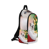 YPink Little Kitten Sitting in Santa Hat Against Fir TRE Casual Daypack Travel Bag College School Backpack for Mens and Women