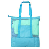 Mesh Beach Bag Insulated Picnic Cooler Beach Tote Bag With Zipper Top By Vwell