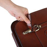 ECOSUSI Women Briefcase Vintage Crossbody Messenger Bag PU Leather Satchel Purse, Coffee