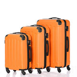 SSLine 3 Piece Luggage Sets Hardshell Spinner Luggages Swivel Wheels Suitcase Portable Rolling Trolley Case - 20" 24" 28" Spinner Suitcases Orange