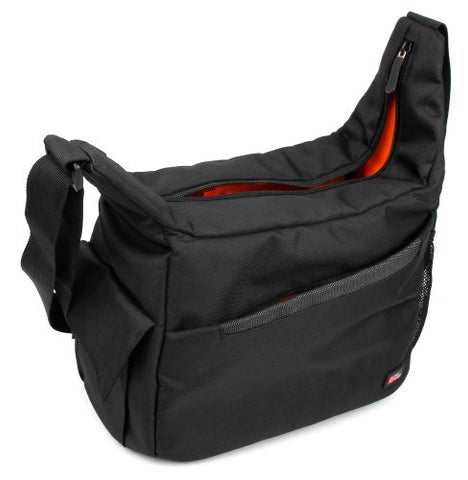 DURAGADGET Premium Quality Water-Resistant Delux Shoulder Messenger Bag in Black & Orange for The