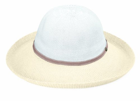 Wallaroo Hat Company Women’s Victoria Two-Toned Sun Hat – White/Natural – UPF 50+, Packable, Lined, Modern Style, Designed in Australia.
