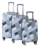 Nicole Miller Rainbow Hard-Sided 3-Piece Spinner Set: 28", 24", And 20" (Silver)