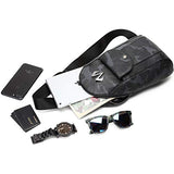 Babama Genuine Camo Leather Chest Bag For Men Crossbody Shoulder Purse Daypack