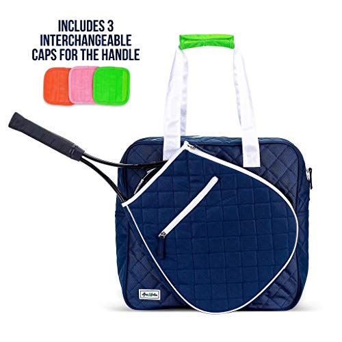 AME and Lulu Sweet Shot Tennis Tote White/Navy/Multi Cap