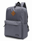 Thikin Grey Bookbag Basic Backpack Casual Light Rucksacks Outdoor Travel Bag