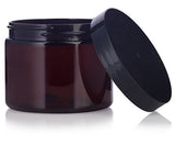 Amber PET Plastic (BPA Free) Refillable Low Profile Jar - 6 oz (12 Pack) + Spatulas and Labels
