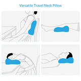 HOMIEE Travel Pillow, Neck Support Memory Foam Cushion Essentials with Sleep Mask, Earplugs -Build in Pouch and Extra Pocket, Ideal for Travelling and Flights