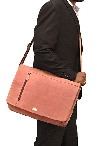 Devil Hunter Leather Laptop Messenger Bag Vintage Briefcase Satchel for Men and Women- 16 Inch