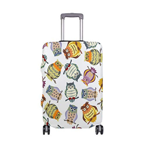 GIOVANIOR Cartoon Colorful Owls Luggage Cover Suitcase Protector Carry On Covers