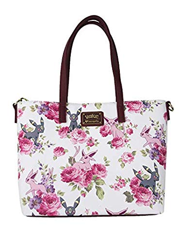 Loungefly Pokemon Espeon Umbreon Floral Tote Purse (One Size, White)