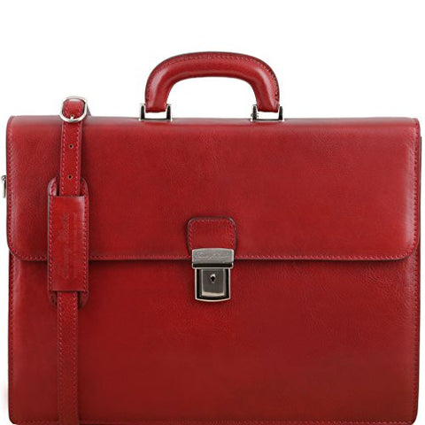 Tuscany Leather Parma Leather Briefcase 2 Compartments Red Leather Briefcases