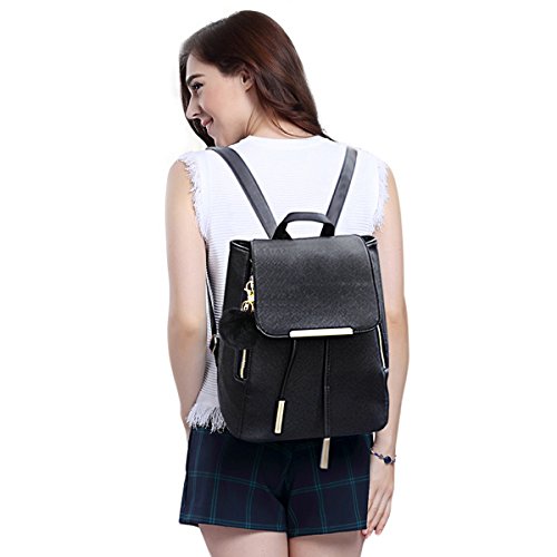 coofit leather backpack Shop Coofit Black Faux Leather Backpack For G – Luggage Factory