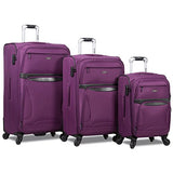 Rolite Explorer 3-Piece Expandable Spinner Luggage Set-Purple