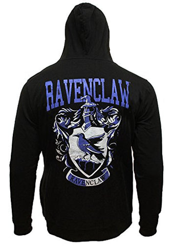 Bioworld Harry Potter Men'S Distressed Ravenclaw House Crest Full Zip Hoodie Sweatshirt (X-Large)