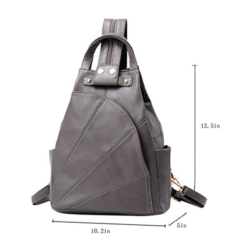 ABage Women's Backpack Purse Slim Faux Leather Lightweight Top Handle Casual Daypack, Light Grey
