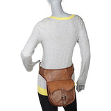 Sharo Leather Bags Leather Adjustable Hip Bag (Brown)