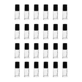 Clear (1/6 Oz/5 ml) Plain Glass Container Tubes Roll-On Bottles with Ball Tips and Black Caps for