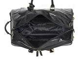 Black Wheeled Holdall Leather Duffle Gym Cabin Travel Luggage Weekend Bag Pete