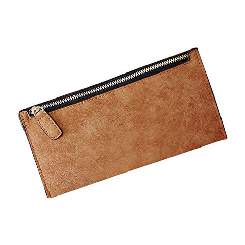 Fashion Women PU Leather Wallet Zipper Card Holder Change Purse Clutch Handbags (Color - Brown)