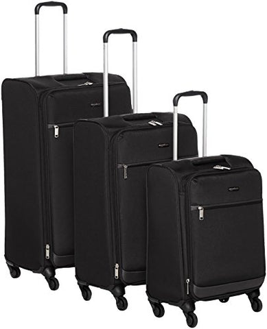 Amazonbasics Softside Spinner Luggage - 3 Piece Set (21", 25", 29"), Black