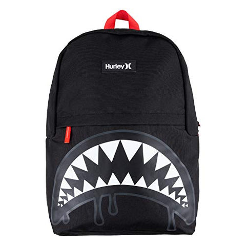 Hurley Kids' One and Only Backpack, Black Shark Bite, Large