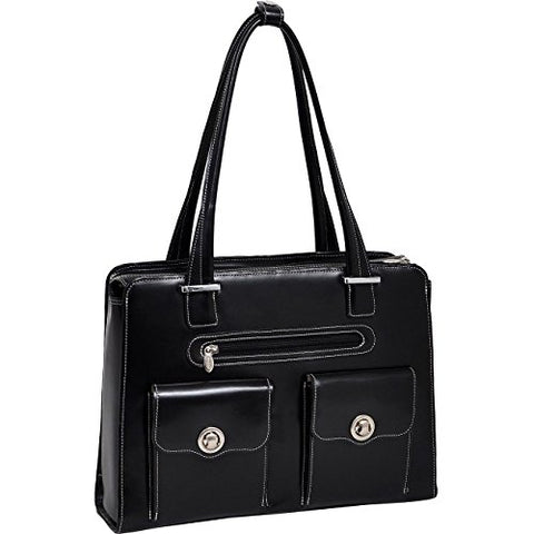 McKlein, W Series, Verona, Top Grain Cowhide Leather, 15" Leather Fly-Through Checkpoint-Friendly Ladies' Laptop Briefcase, Black (96625)